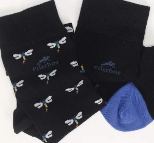 Fluchos CA0009 Calcetin largo Navy-libelulas (2p) 1964-1966- Socks
