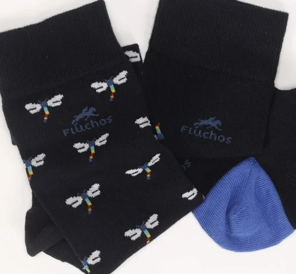 Fluchos CA0009 Calcetin largo Navy-libelulas (2p) 1964-1966- Socks
