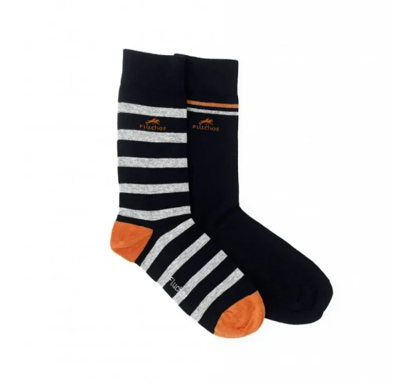 Fluchos CA0009 Calcetin largo Navy-rayas (2p) 1970-1971- Socks