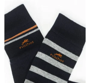 Fluchos CA0009 Calcetin largo Navy-rayas (2p) 1970-1971- Socks