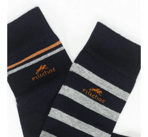 Fluchos CA0009 Calcetin largo Navy-rayas (2p) 1970-1971- Socks