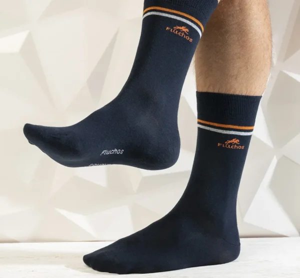 Fluchos CA0009 Calcetin largo Navy-rayas (2p) 1970-1971- Socks