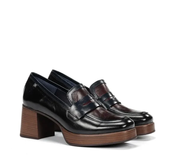 Fluchos CRISTEL D9334 Black Moccasin- Heels