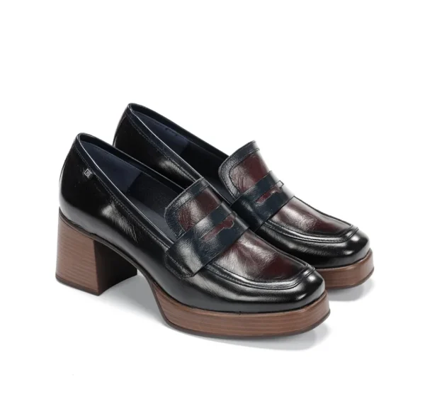 Fluchos CRISTEL D9334 Black Moccasin- Heels