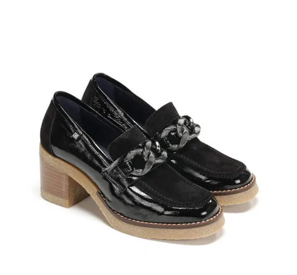Fluchos OPRAH D9193 Black Moccasin- Heels