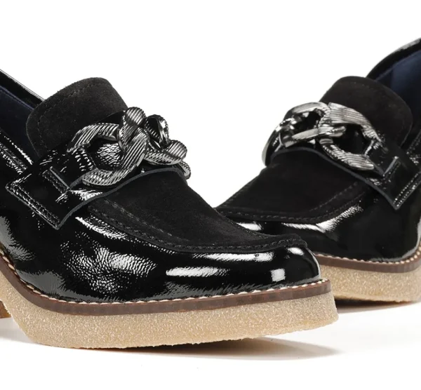 Fluchos OPRAH D9193 Black Moccasin- Heels
